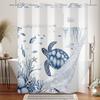 Double Layer Waterproof Shower Curtain With Sea Turtle And Fish Print Easy Install Built-In Liner Ocean Theme Bathroom Decor