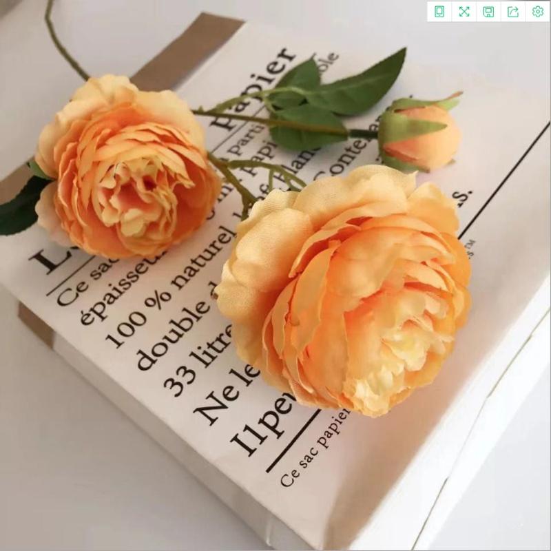 

Artificial Flowers Factory Wholesale European Style 3 Peony Home Wedding Decorative Fake Flowers Vase Box Decoration Accessories 1pc оранжевый