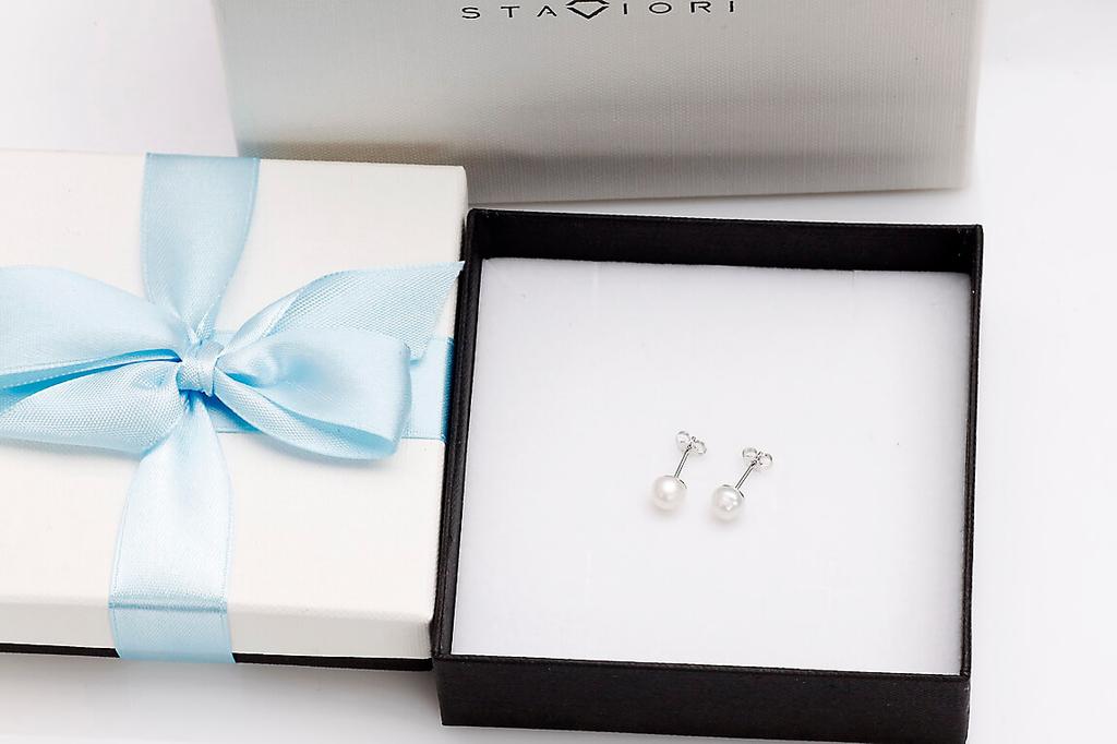 Silver Earrings with Pearls 6mm - Ksn0303
