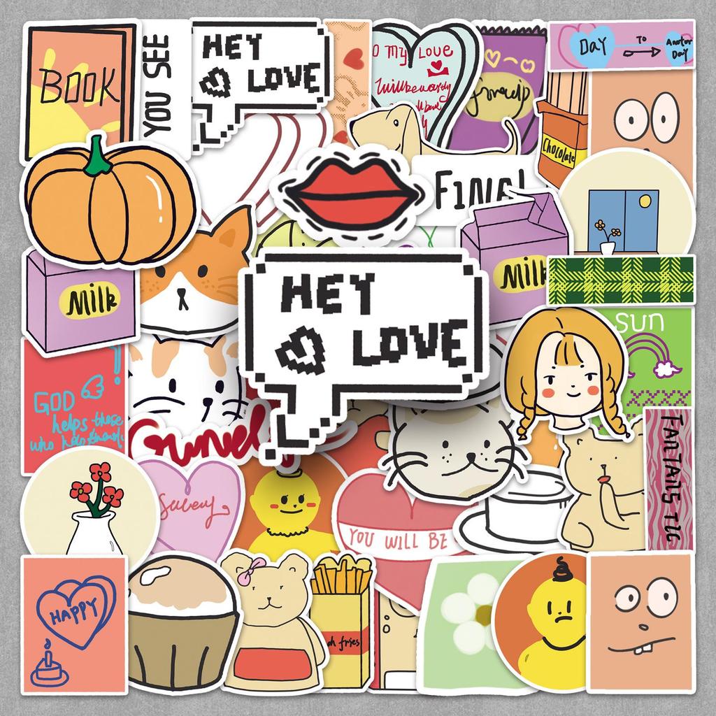 50 Cute & Waterproof Cartoon Stickers - Perfect for Notebooks, Motorcycles, or Cups