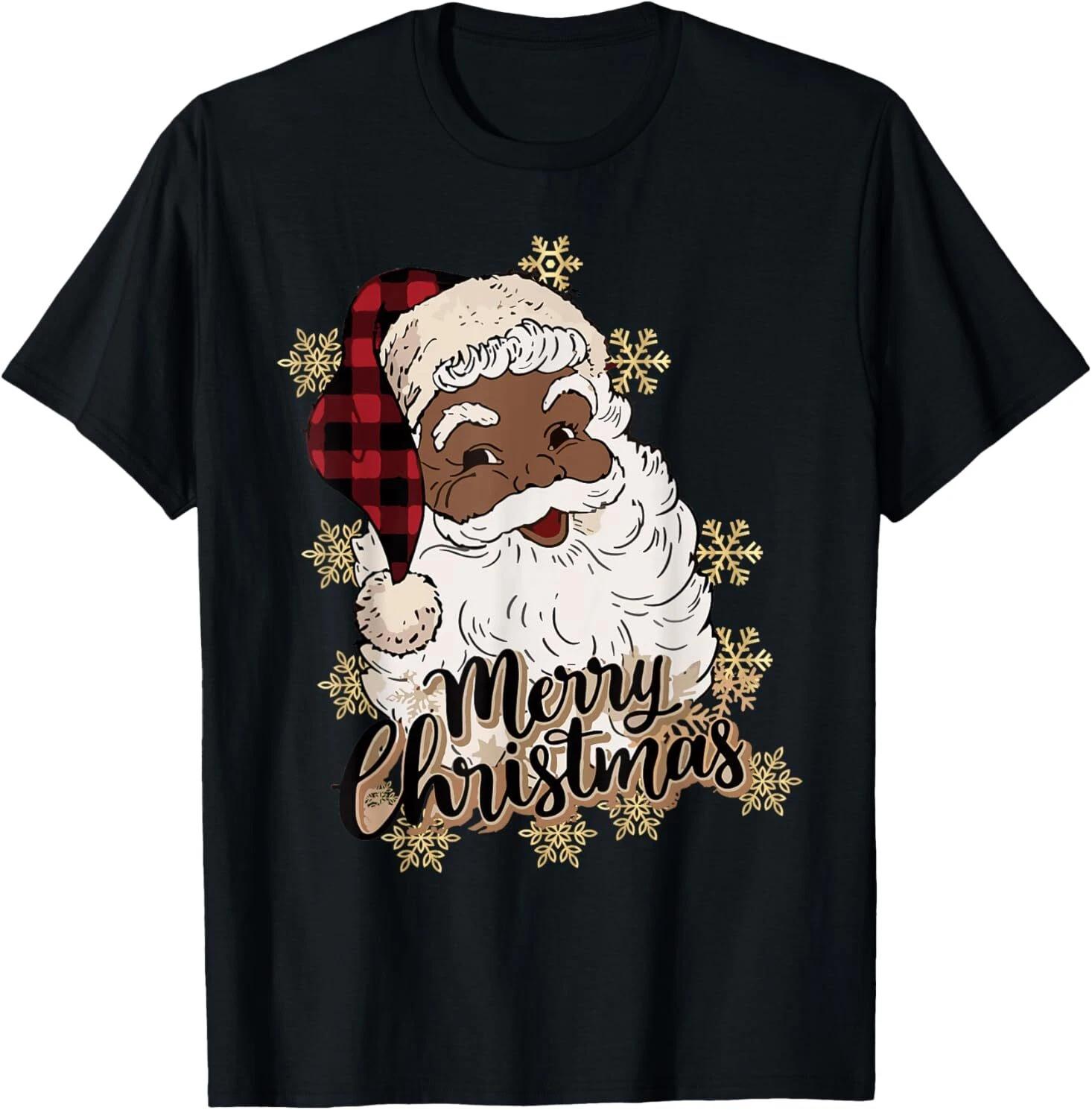 African American Christmas Pajamas Santa Claus Christmas PJ T-Shirt 2XL
