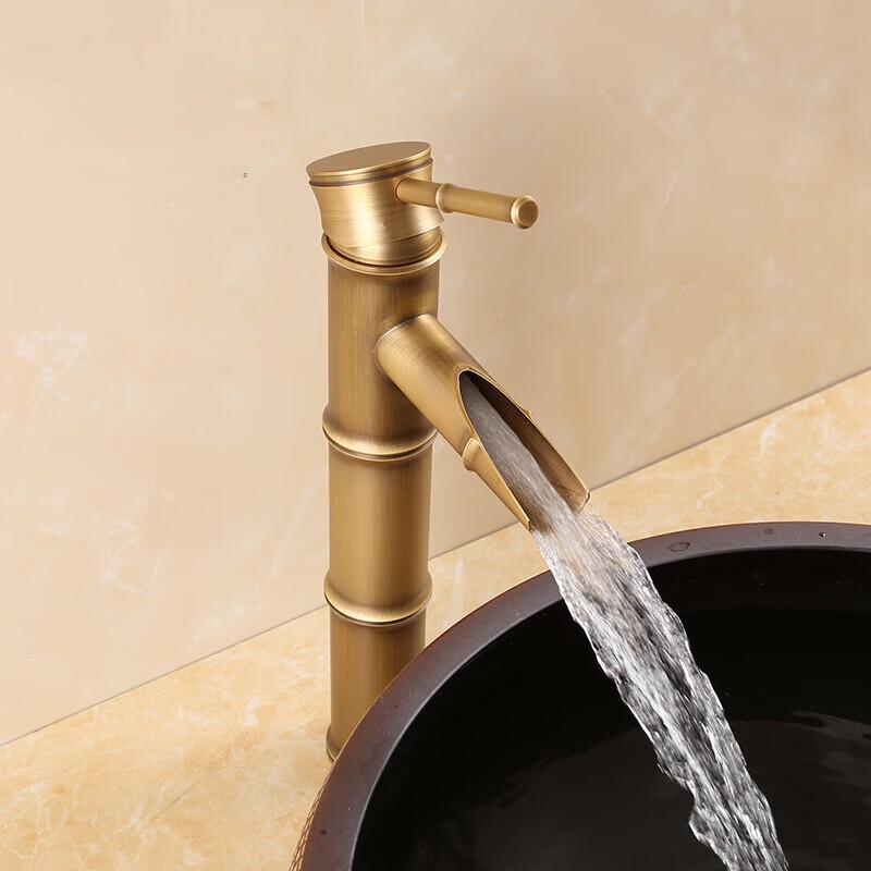 Elevated Brass Antique Single-Handle Hot & Cold Basin Faucet