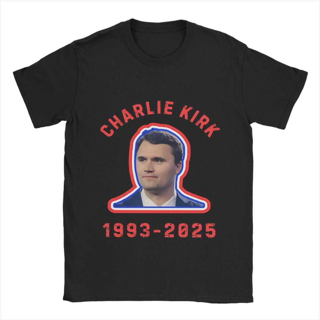 Men's Charlie Kirk T Shirt  100% Cotton Tops Funny Short Sleeve O Neck Tees Printed T-Shirt
