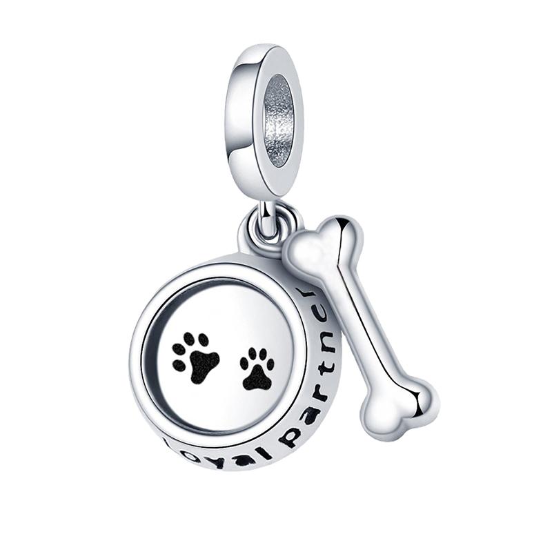 Cute Cat Dogs Charms Fit Fashion Original Bracelets Pet Paw 925 Silver Bulldog Schnauzer Akita Dog Beads DIY Jewelry Making