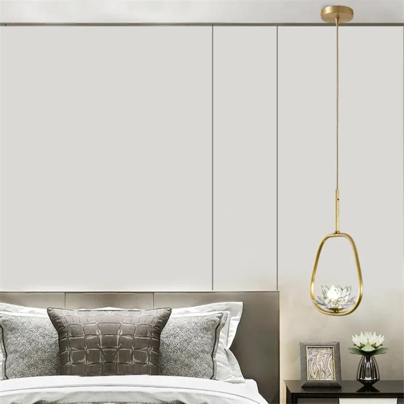 Modern Minimalist Luxurious Pendant Lamp Zen Crystal Lotus Light Creative Single Head Balcony Bedroom Bedside Led  Home Decor