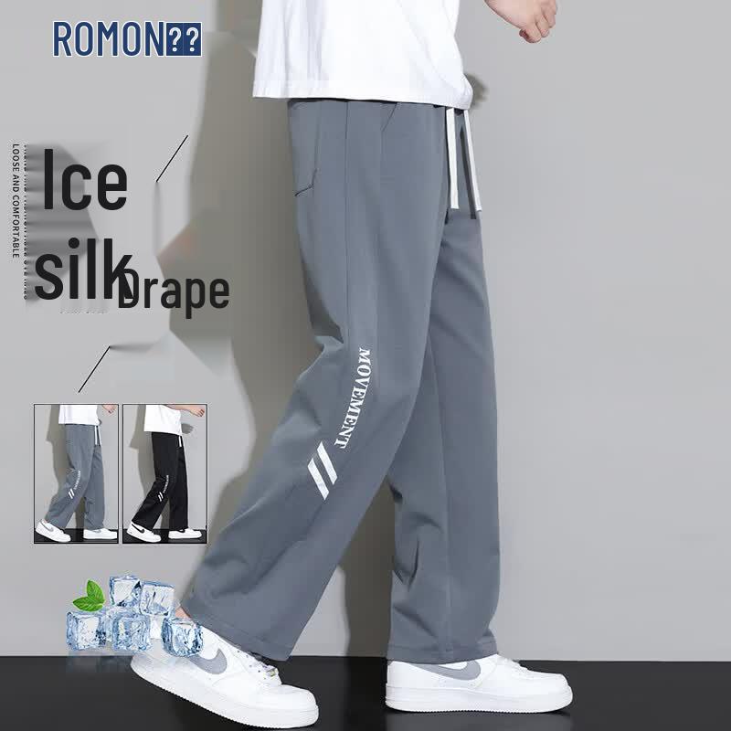 ROMON 2026 Men s Ice Silk Quick-Dry Straight-Leg Pants M