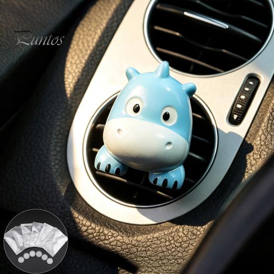Cute Car Accessories Pet Air Vent Clip, Elephant/Dog/Lamb/Hippo/Penguin Dashboard Small Ornaments Trim Resin Freshener Diffuser for Auto Interior