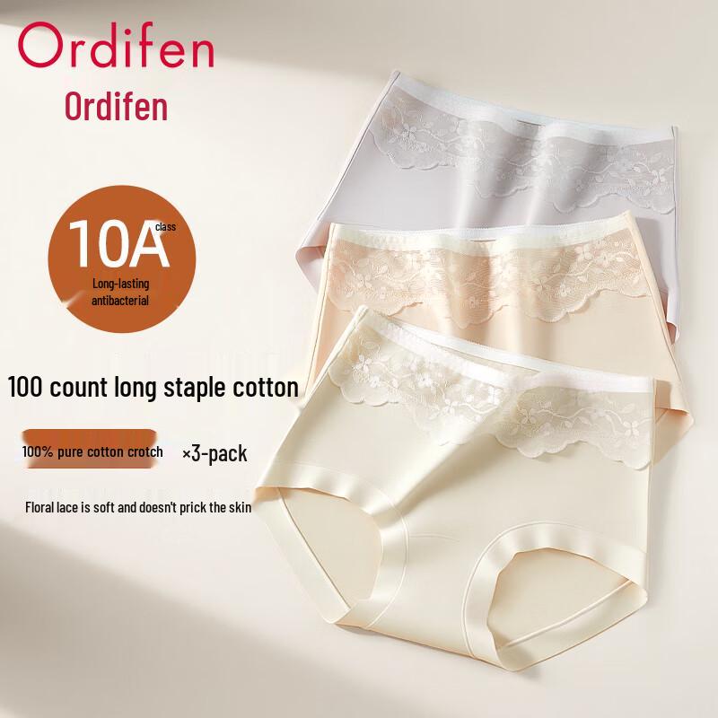 Ordifen Women's Cotton Lace Briefs 3-Pack