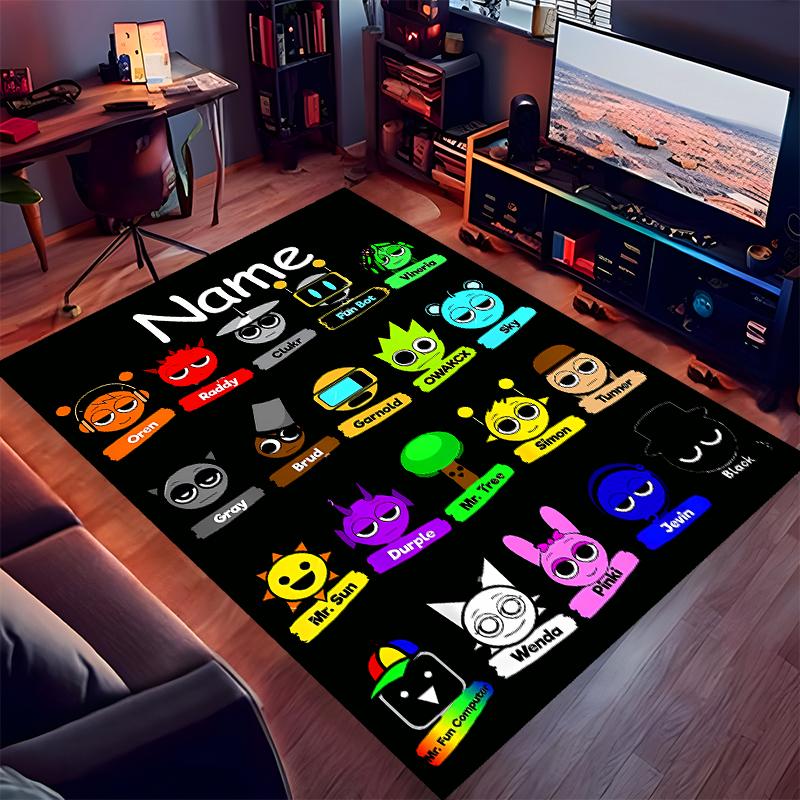 Custom personalization Sprunki themed Print Area Rug - Soft, Washable Non-Slip Indoor Mat,Living Room,Home&Office Decorative Rug