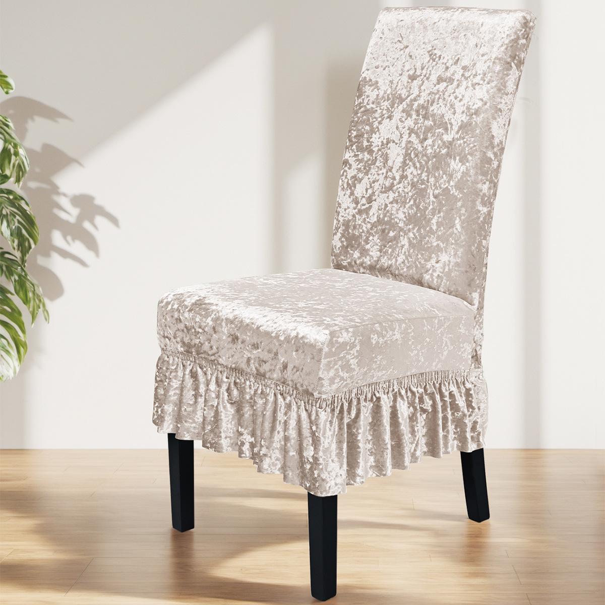 

Thickened Elastic Gold Diamond Fleece Skirt Chair Cover Solid Color Universal Household Hotel High Back Chair Cover size L шампанського