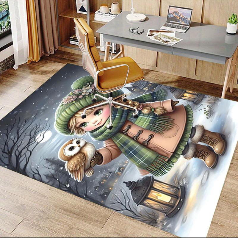 1PC girl winter Extra Large Non Slip Floor carpet, Office, family, Studio   Large Area Rug Indoor Rugs, Bold Statement Piece