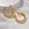 Vintage Oversize Chunky Round Circle Clip Earring for Women C Shape Tube Thick Without Pierced Hoop Earclips Jewelry Trendy