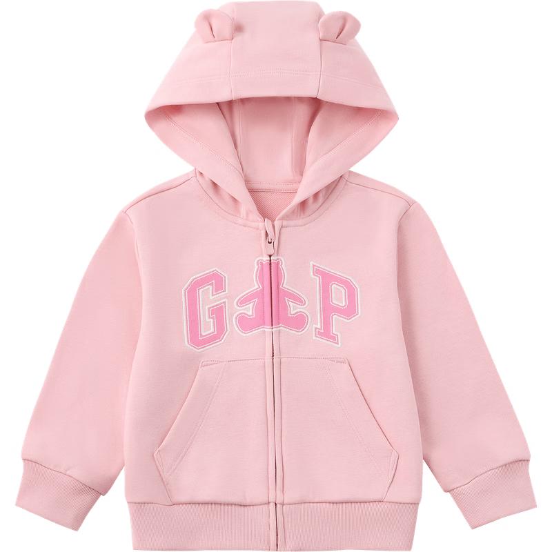 GAP Toddler Girls  Colorblock Logo 3D Bear Ear Hooded Sweatshirt 110/56