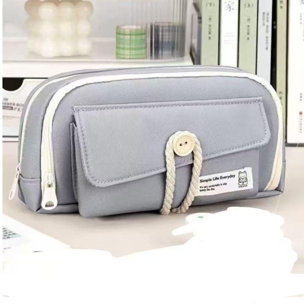 Large Capacity Canvas Pencil Case for Girls - Creative and Simple Design