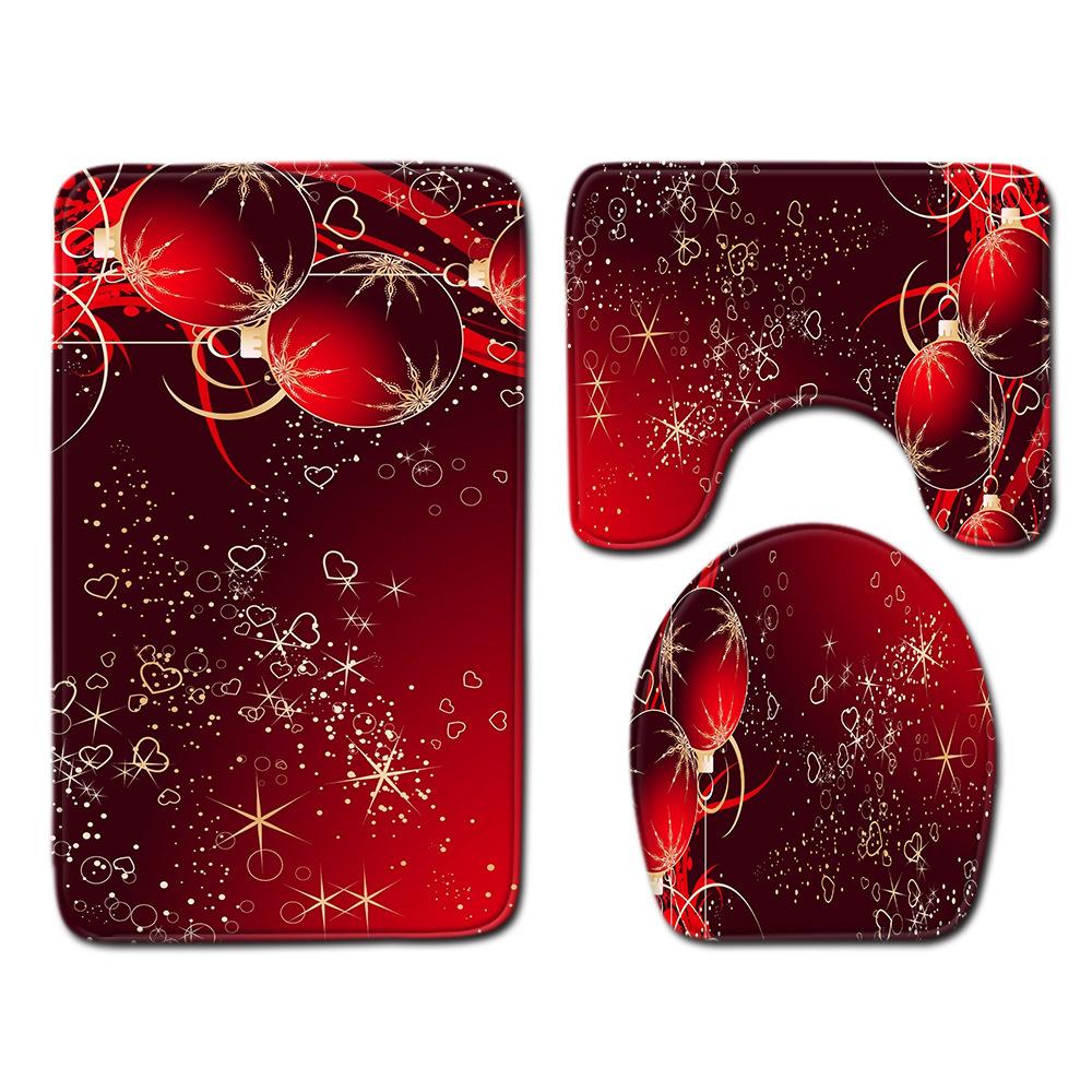 Christmas Bathroom Floor Mat Toilet Three-Piece Set