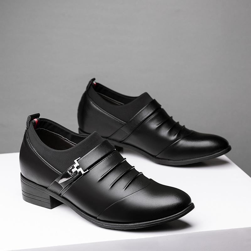 Fashion 2025 Classic Dress  Slip on Black Leather for Plus Size Point Toe Business Casual Men Formal Shoes for Wedding