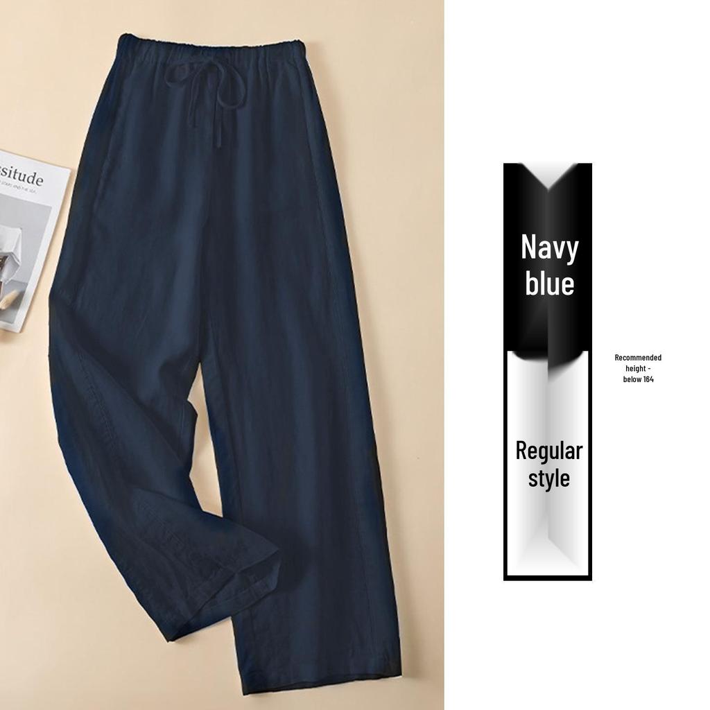 White Linen Wide-Leg Women’s Pants - Summer 2026 Old Money Style, Lightweight Loose Drape, Casual Straight-Leg.