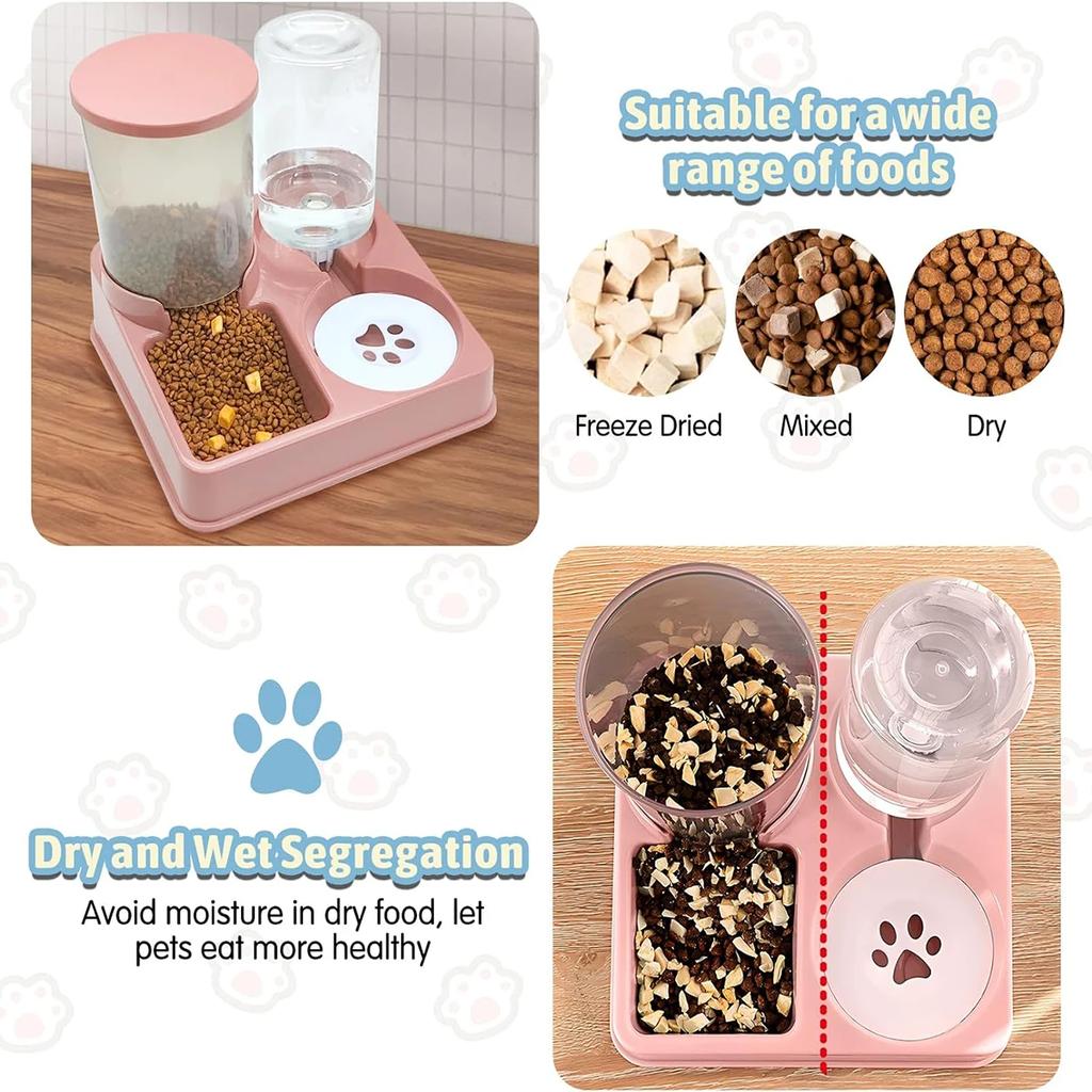 Cat Bowl Double Bowl Automatic Drinking and Feeding Dish for Water Bowl Cat Food Bowl Dog Bowl Set Feeding Device Pet Supplies