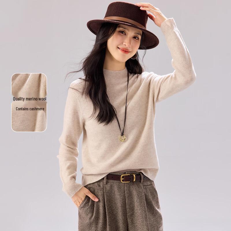 Women's Cashmere Blend Semi-High Neck Warm Wool Sweater