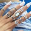 Retro Floral Carved Multi-Piece Stacking Ring Set