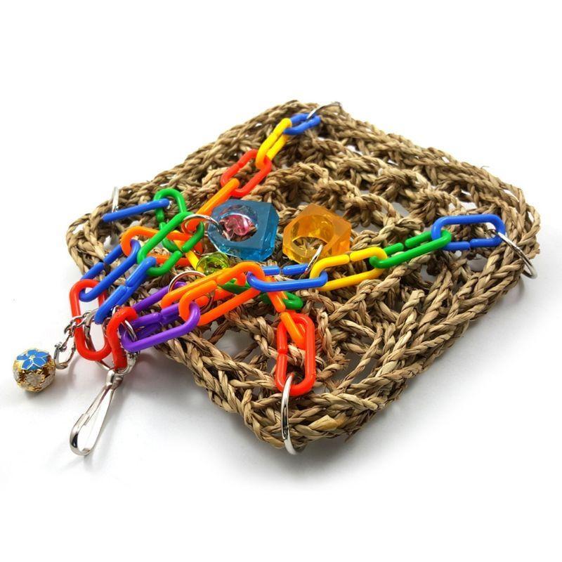 Lovebird Finch Canary Budgie Cage Perch Stand Swing Climbing Mat Straw Straw Mat Ladder Hammock Toy for Bird high quality