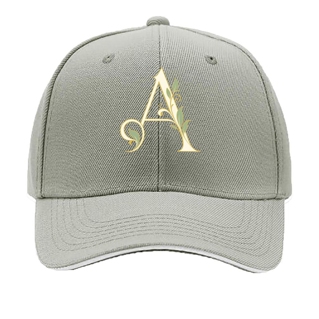 Elegant Botanical Letter A Monogram Sandwich Baseball Cap Sun Cap Outdoor Workouts Hat