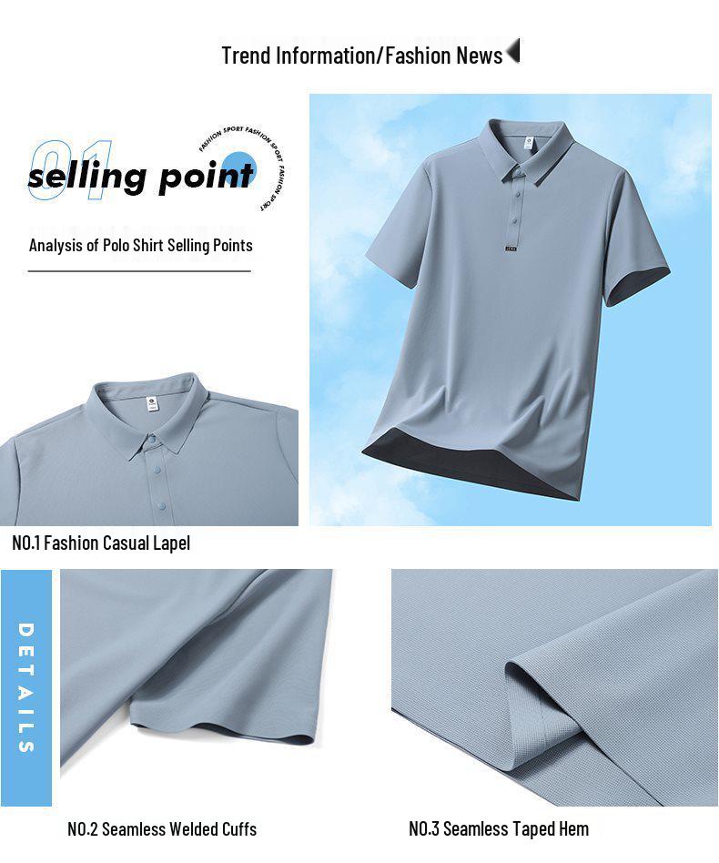 Men's Polo Short Sleeve & Long Pants Set: Summer Breathable, Elastic, Cool Touch Casual Sportswear.