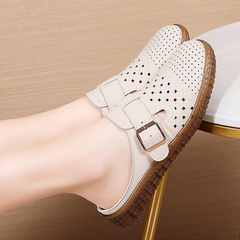 Große Mutterschuhe Damen Oberbekleidung hohl atmungsaktiv Mode weiche Sohle rutschfest lässig Halbschlappen