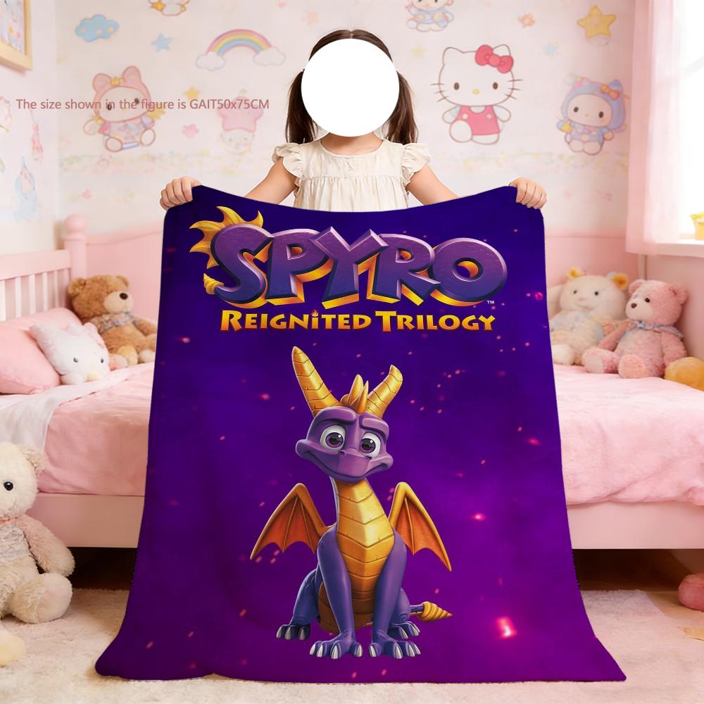 S-Spyro Game Pattern Blanket For Soft Throw Blanket for Picnic Bed Sofa Home Bedroom Cozy Warm Comfortable Size: 75*100cm, Weight: 230 GSM
