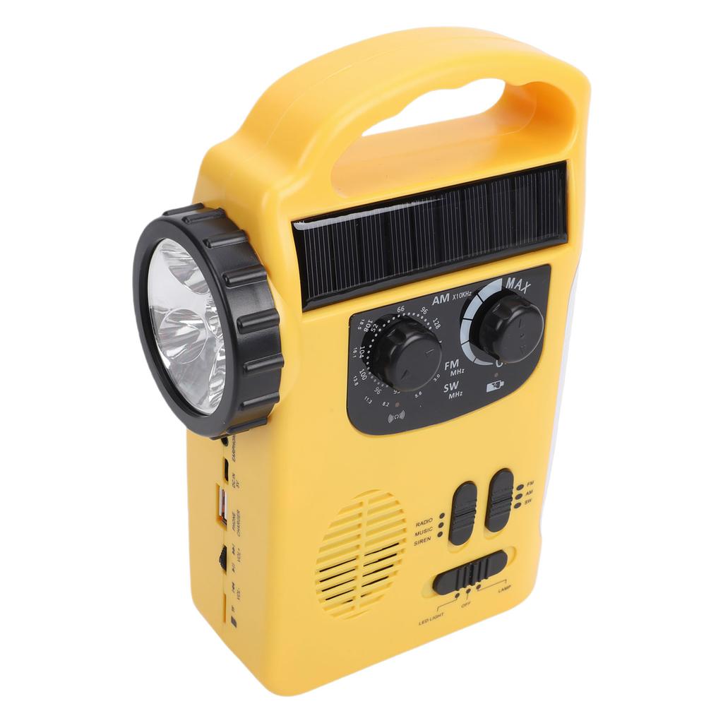Hand Crank Emergency Radio with AM FM Radio Portable Solar Hand Crank Power Bank Built in Speaker Retractable Antenna