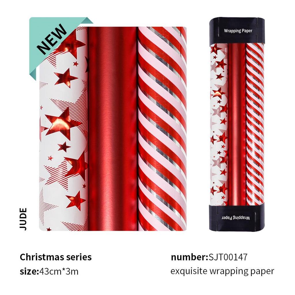 High-Grade Red Hot Stamping Star Christmas Gift Wrapping Paper - DIY Light Luxury