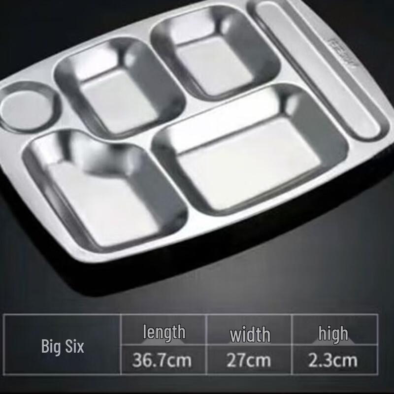 LETGANT 304 Stainless Steel 6-Compartment Meal Tray