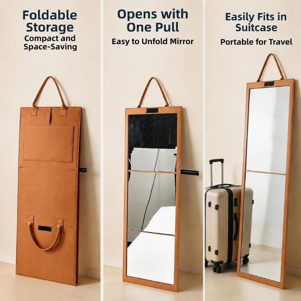 Shatterproof Folding Full Length Mirror Portable Felt Storage Bag New Full Body Mirror Door
