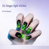 Halloween Fluorescent Green Flame Skull Armor with Detachable Fake Nails for Nail Art