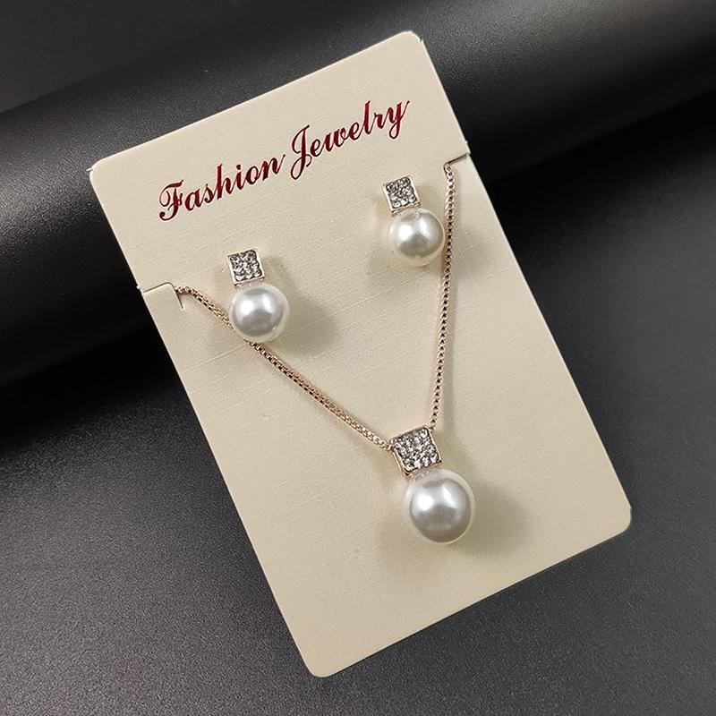 Ensemble de bijoux 3 pièces Élégant Perles Imitation Strass Géométrie Collier Boucles d'oreilles Pour Femmes Mariée Mariage Fête Cadeaux