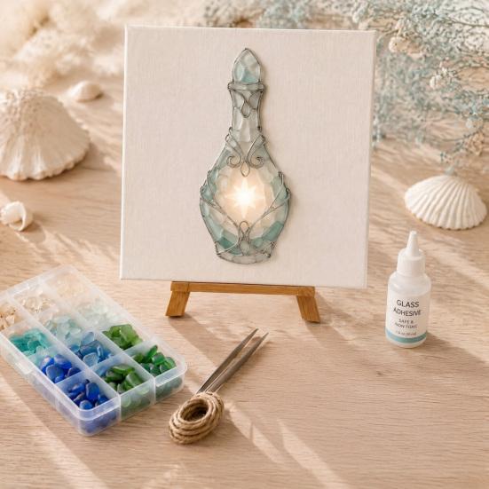 Stress Relief Creative Hobby DIY Mosaic Art Kit, Fantasy Circular Door Tile Craft Sea Glass Project Kit for Adults Beginners, Handmade Gift