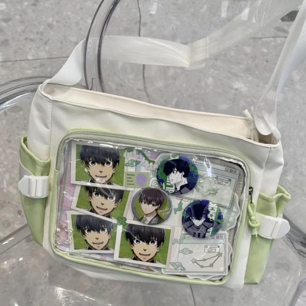 New Japanese Versatile Transparent Pain Bag Single Shoulder Class Book Two-dimensional Bag Women's Large-capacity Leisure Pain Bag
