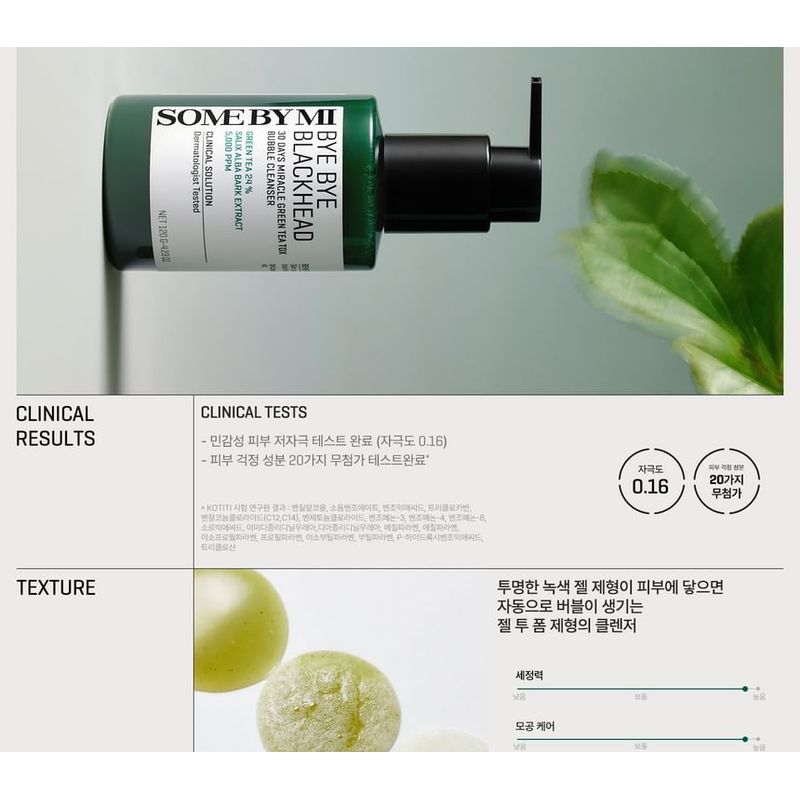 SOME BY MI Bye Bye Blackhead 30 Days Miracle Green Tea Tox Bubble Cleanser