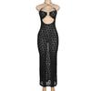 Summer New Women's Neck Hanging Open Back Fashion Hollow Out Sexy Slim Fit Wrap Hip Dress