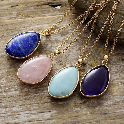 BLINGBAY Women's Pendant Necklace New Simple Natural Stone Pendant Handmade Necklace High Quality Fashion Jewelry Girls Party Jewelry Gifts