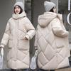 Winter Fashion Long Sleeve Down Jacket for Women Stand Up Collar Zipper Solid Color Slim Fit Thick Hooded Warm Coat
