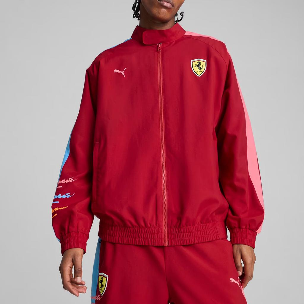 Puma Scuderia Ferrari T7 Miami Simple Loose Comfortable Long Sleeve Jacket Men jackets Deep-Red 633406-02