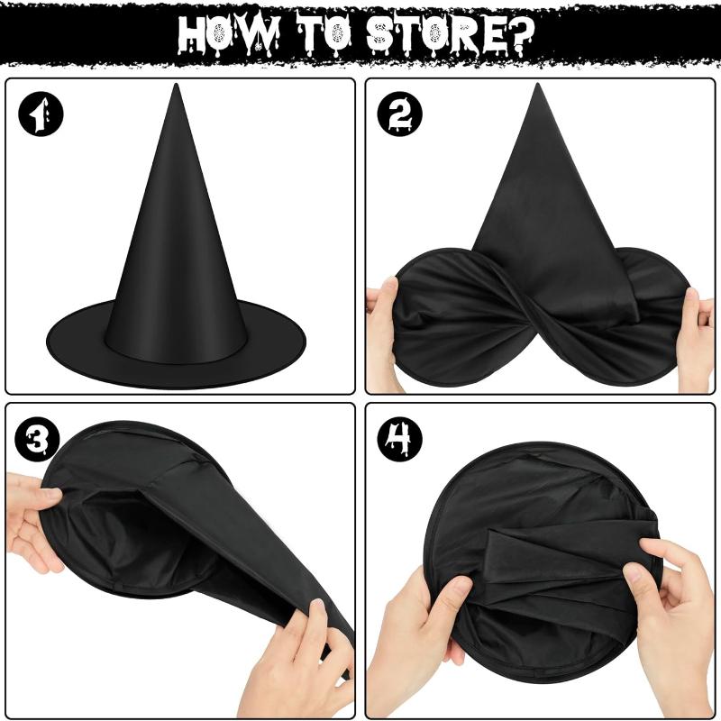 Halloween Witch Hat Black Witch Hat Costume Accessories for Indoor and Outdoor Halloween Decoration, Suitable for Home Courtyard Porch Ceilings
