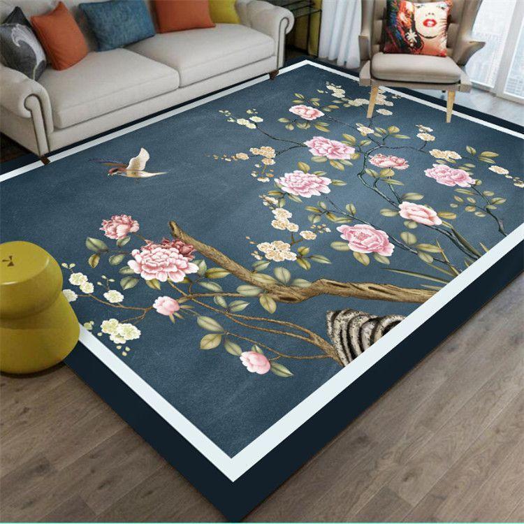 Flower Living Room Carpet Tea Table Carpet Room Home Use Stain Resistant Floor Mat Bedroom Bedside Carpet