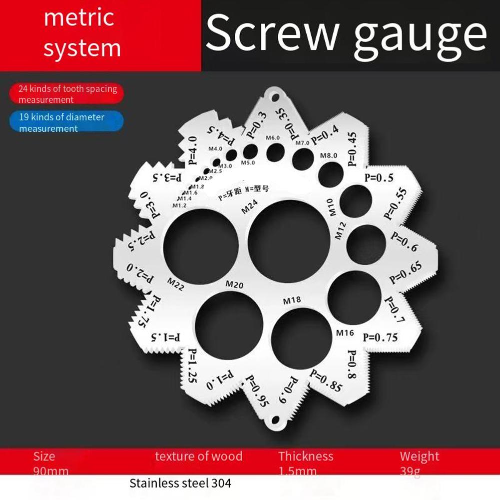 Thread Screw Measurement Ruler Caliper Thread Screw Diameters Caliper Metric Gauge Tool 304 Stainless Steel Thread Gauge