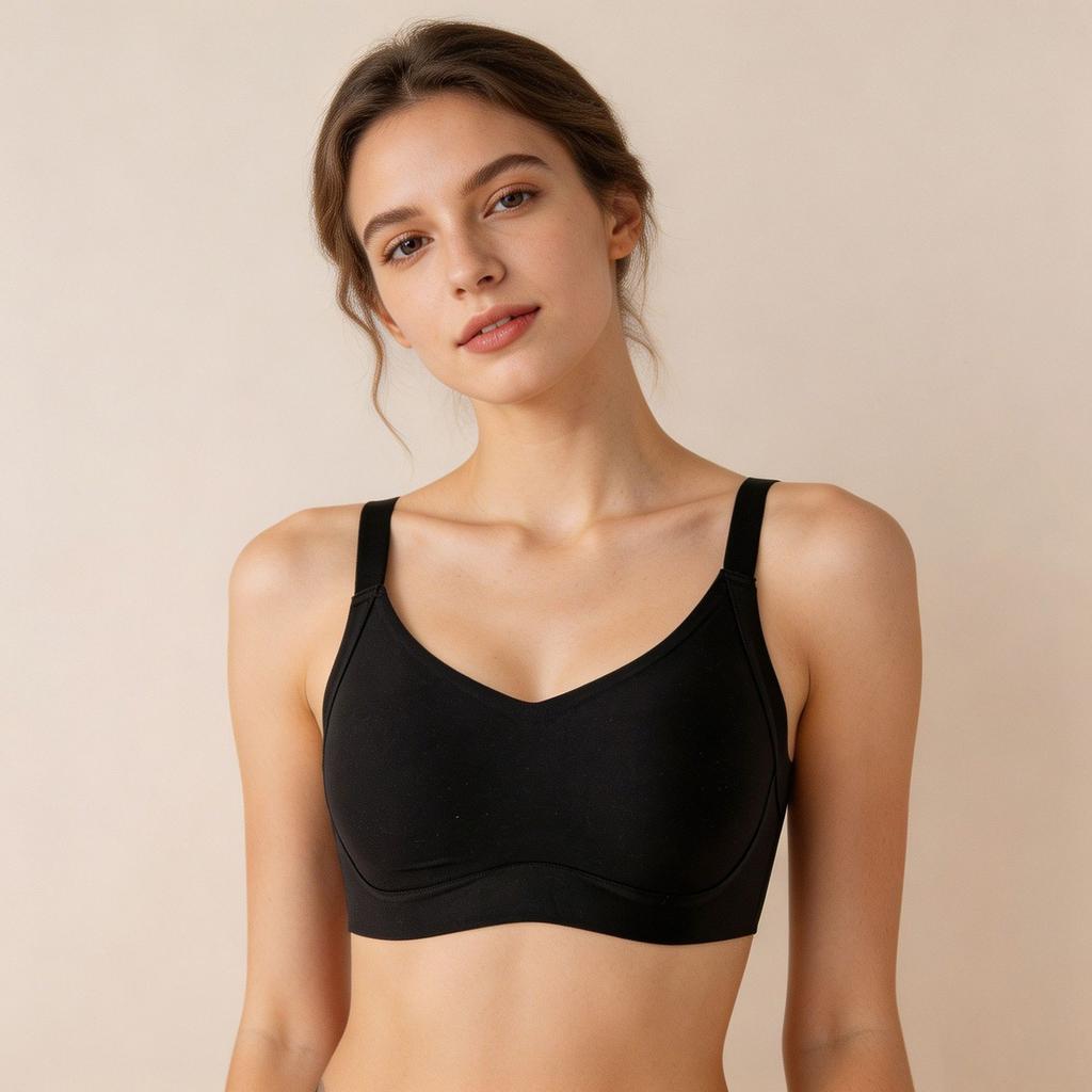 Big-breasted mulberry silk bra, large cup gathering comfort, no steel ring, beautiful back lift and secondary breasts