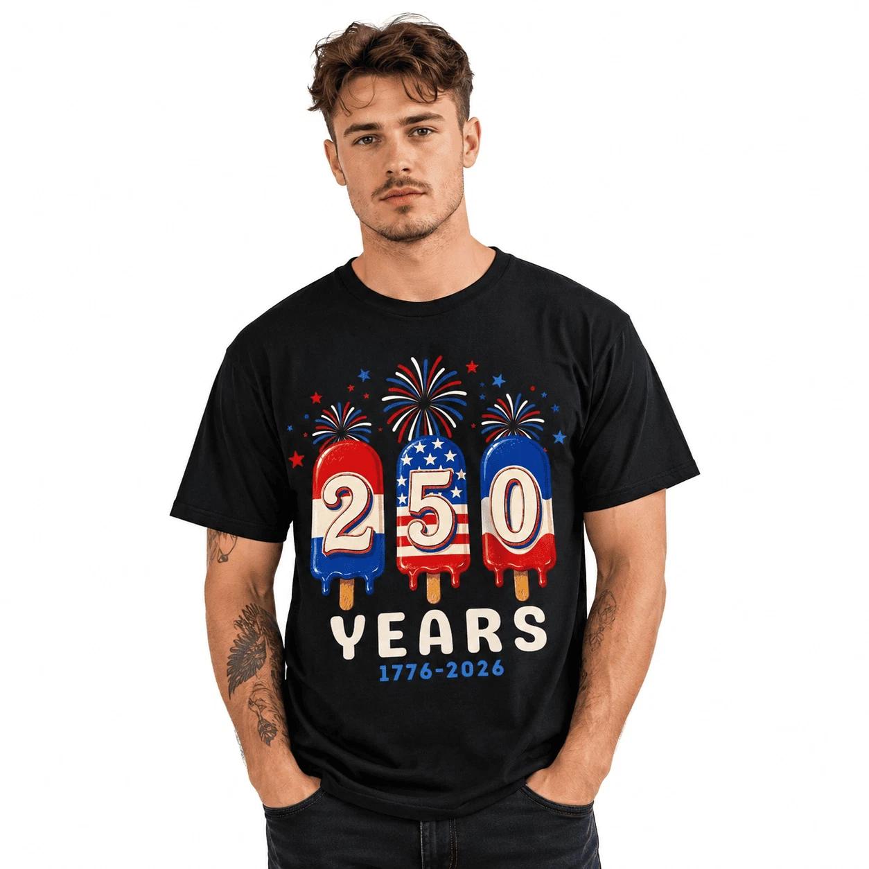 USA 250th Anniversary Ice Pops Patriotic 4th of July Freedom T-Shirt XXXL