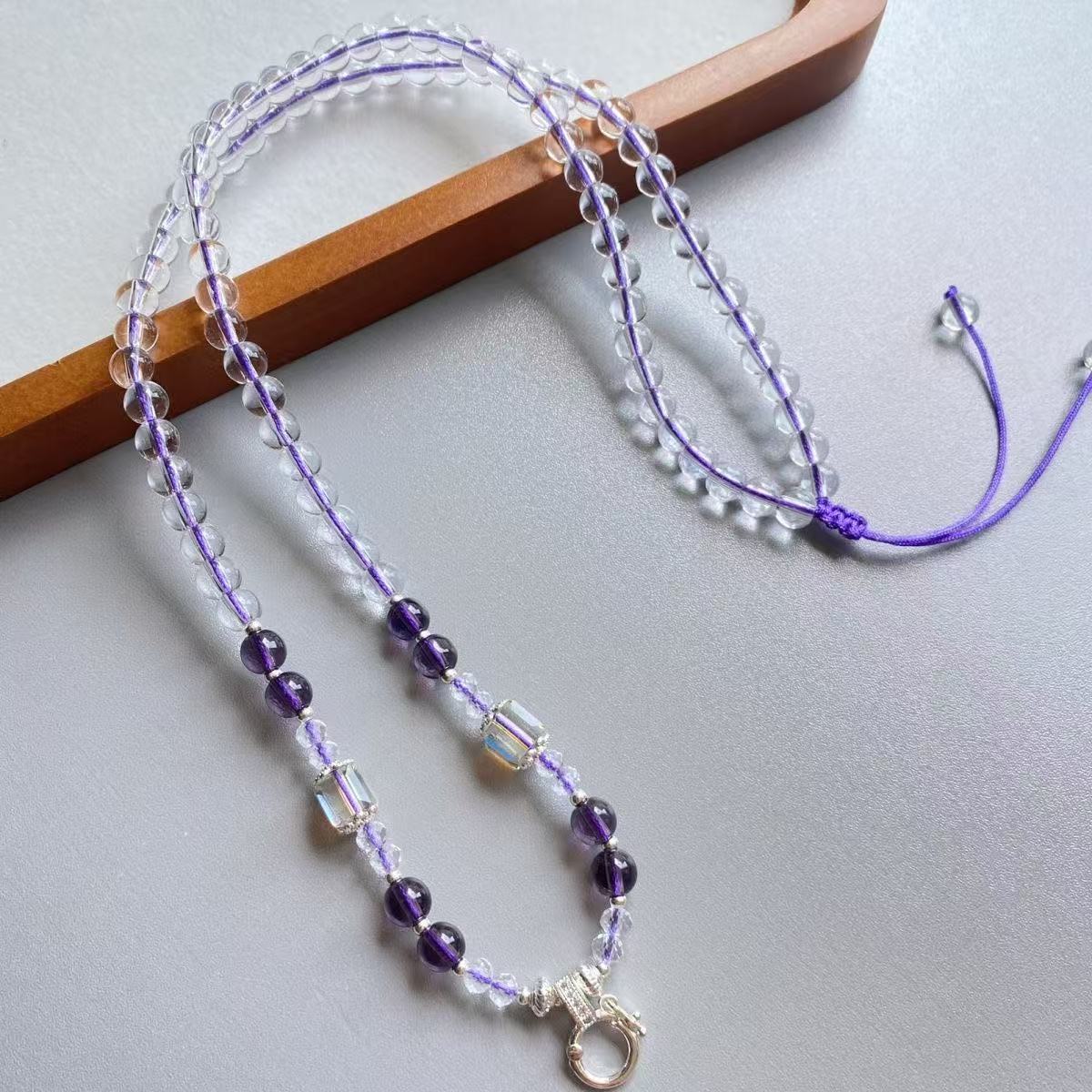 Универсальная Бусинная Цепочка Тханка Будда Бренд Лисья Фея Бусинная Цепочка, Модное Ожерелье, Бусинная Цепочка-Свитер Халцедон фиолетовый