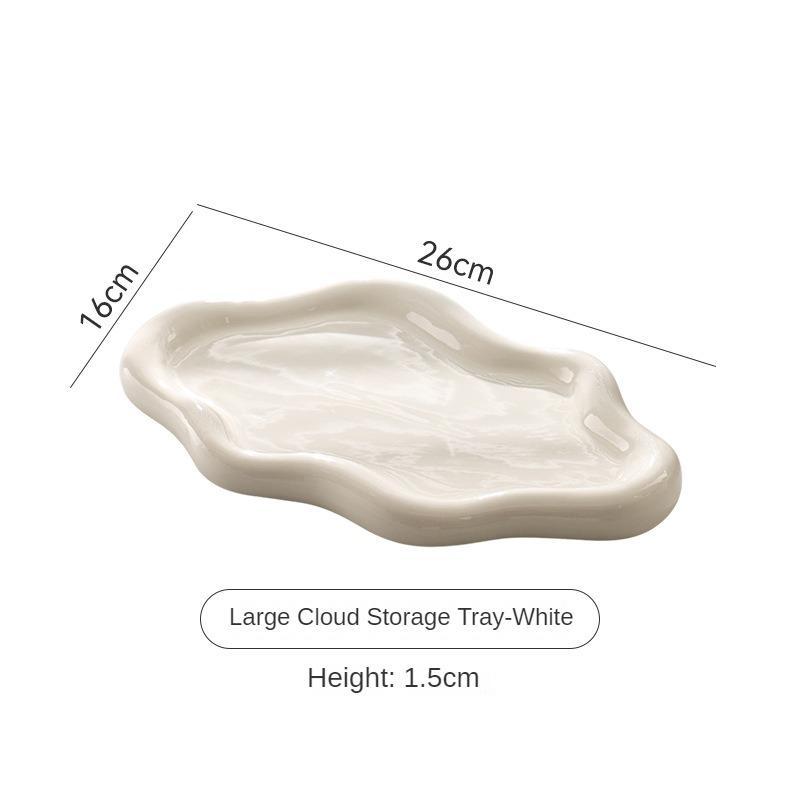 Jewelry key storage tray large ceramic storage tray for glasses small items jewelry display tray cloud shaped desktop ornament