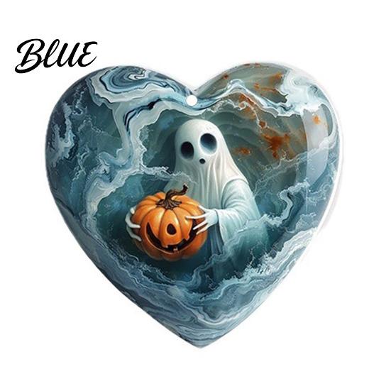 Decorative Car Rearview Mirror Pendants Halloween Ghost Keychain, Spooky Pumpkin Keyring Pendant, Durable Double Sided Printed Charms Cute Heart